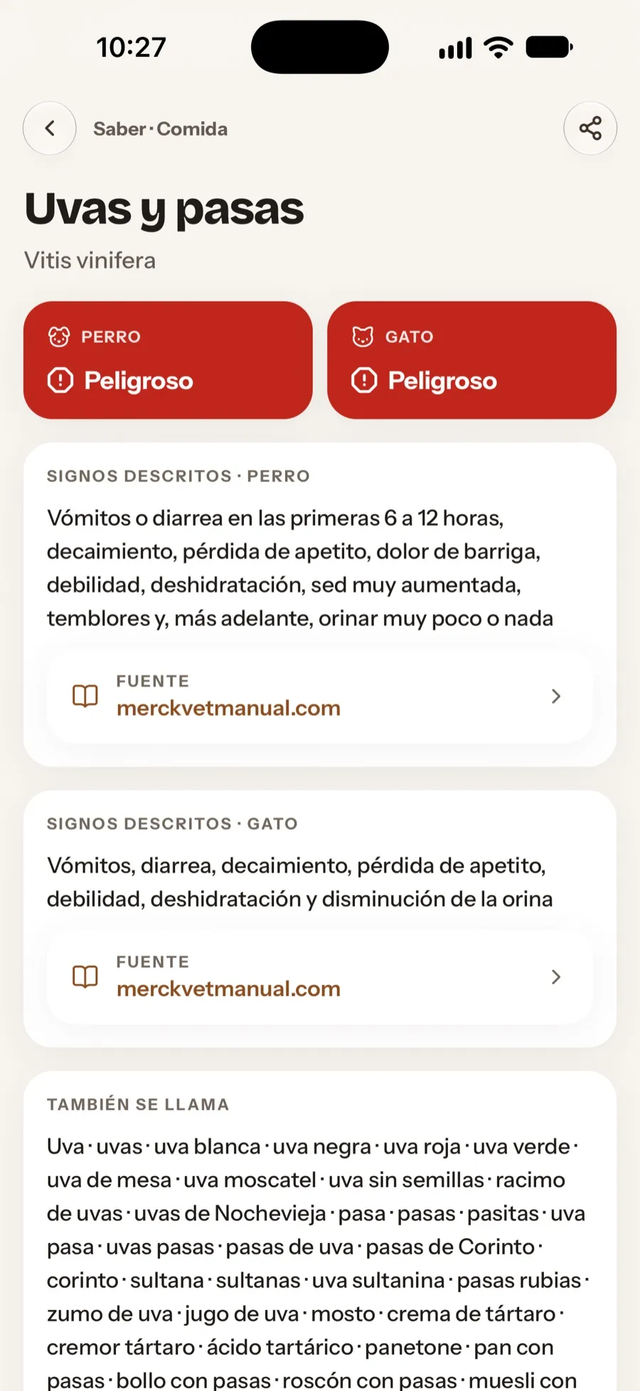 La ficha de uvas y pasas, peligrosa para perros y gatos, con sus signos y su fuente