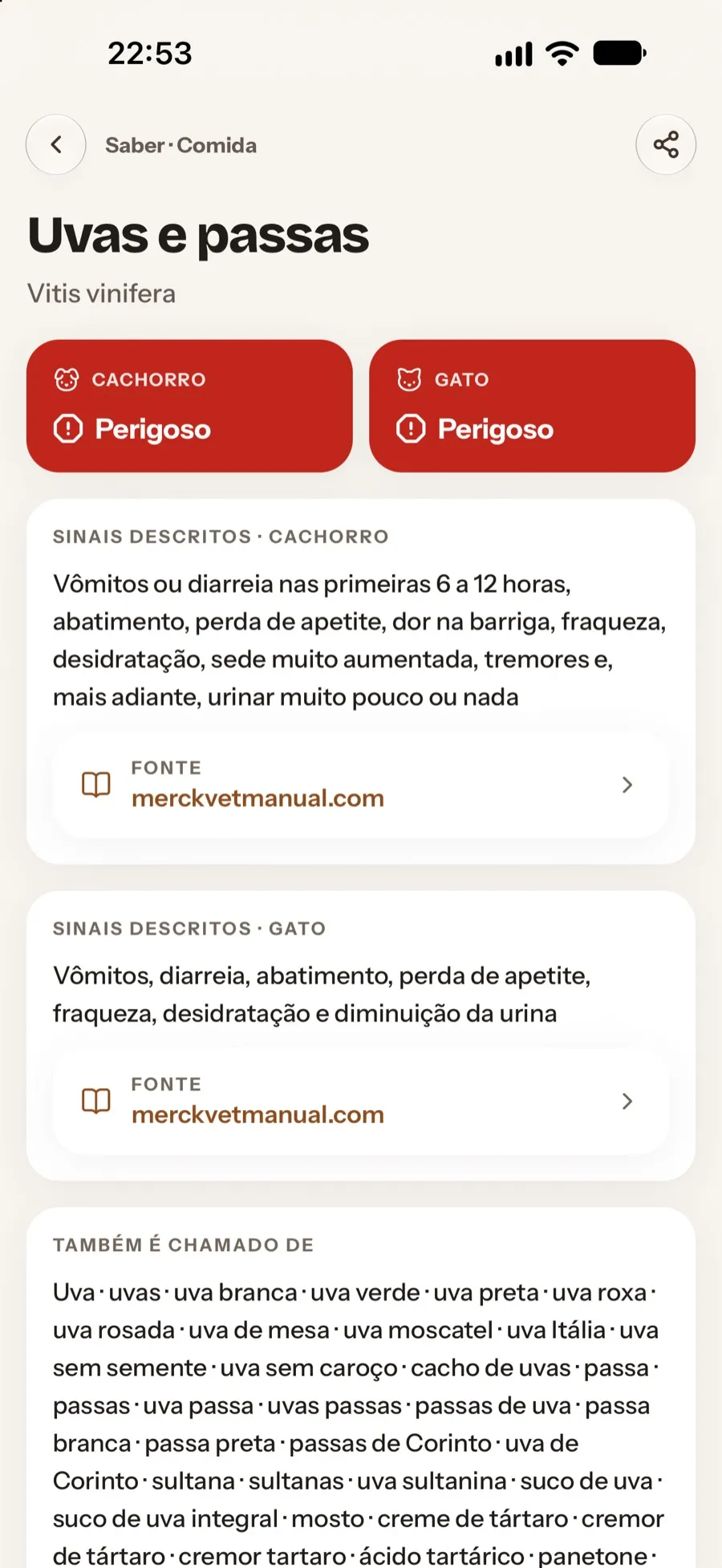 A ficha de uvas e passas, perigosa para cães e gatos, com os sinais e a fonte