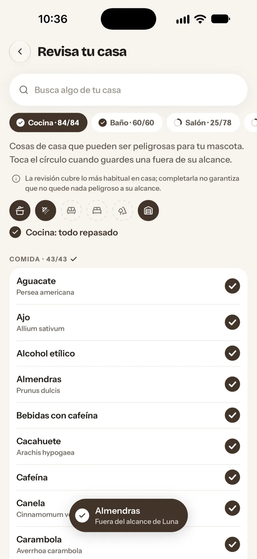 La revisión de la casa por estancias, con lo que ya se guardó fuera de su alcance
