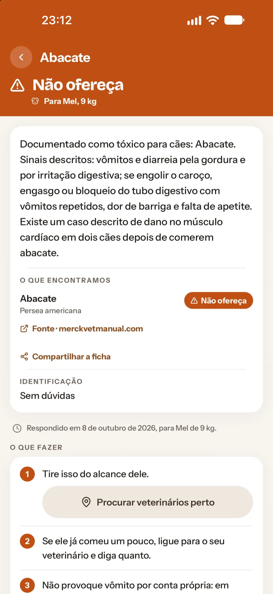 Veredito laranja de um abacate reconhecido pela foto